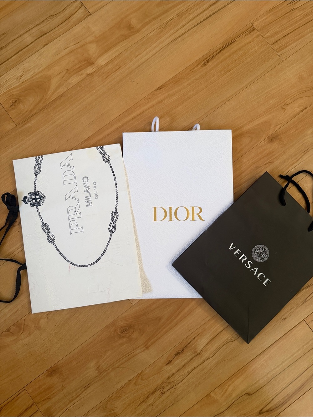 Dior White and Gold Paper Shopping Bag